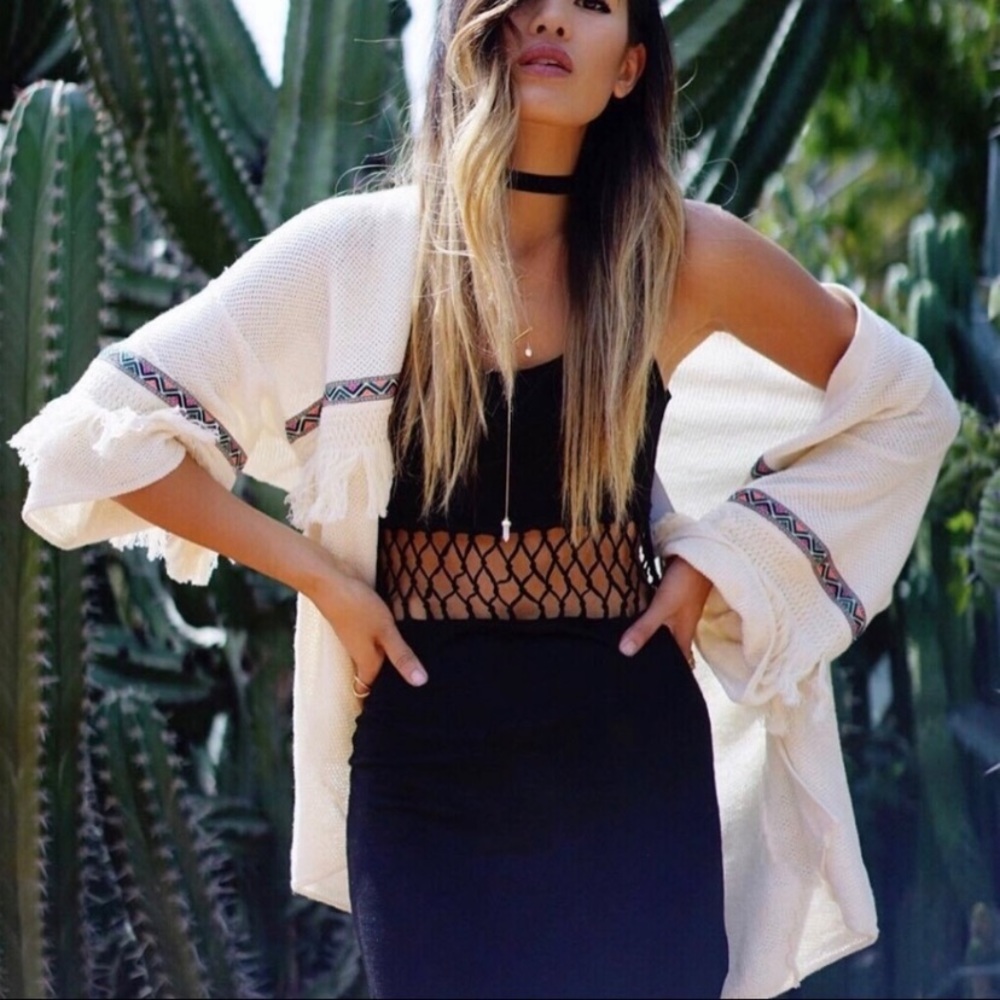 H&M Light Beige Cardigan with Fringes